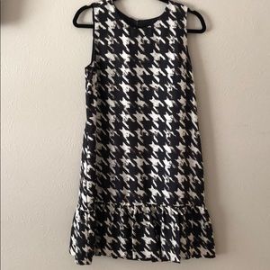 J. Crew  flounce silk dress in wolfstooth